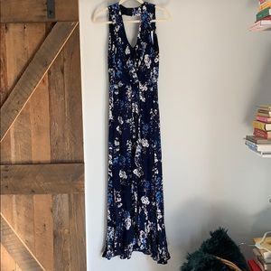 2 three 4 ruffled navy floral Maxi Dress